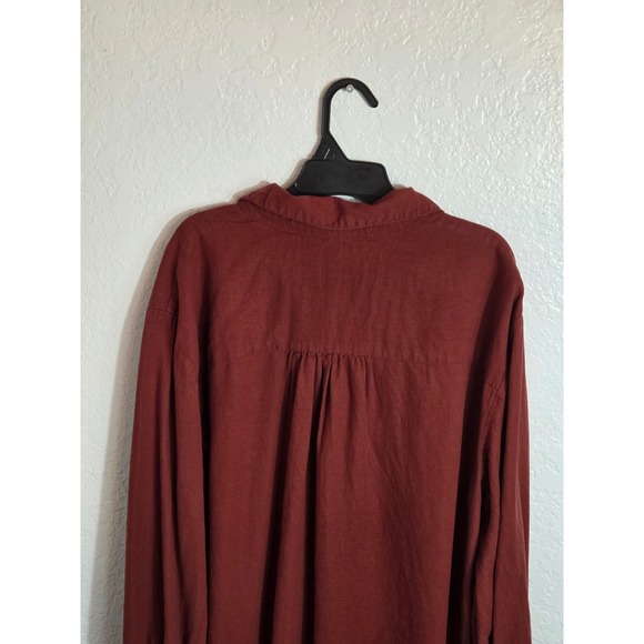 Free‎ People Button Down Long Sleeve Top Women's Small Blouse Shirt Burgundy - Picture 9 of 11